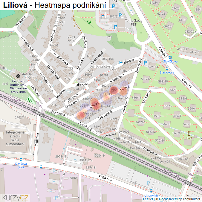 Mapa Liliová - Firmy v ulici.