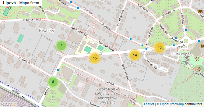 Lipová - mapa firem