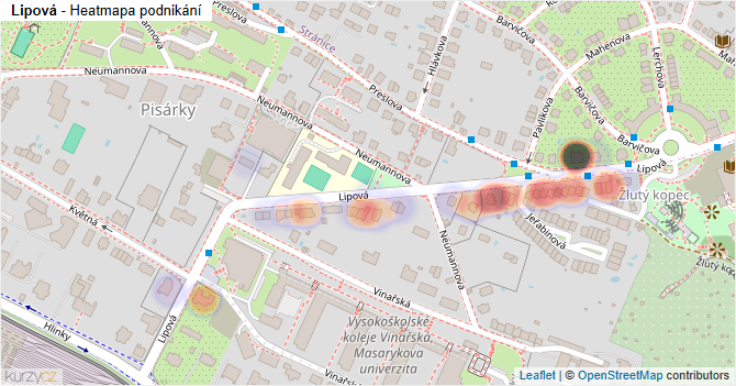 Lipová - mapa podnikání