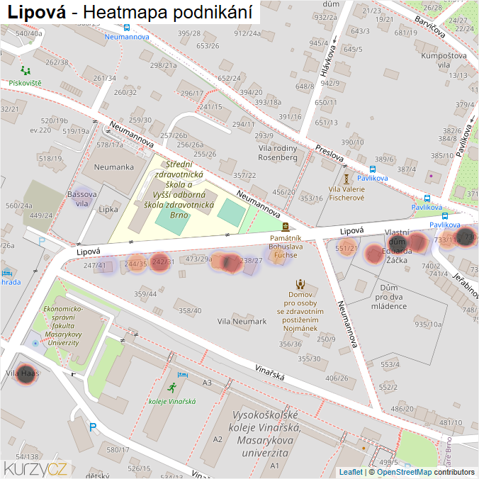 Mapa Lipová - Firmy v ulici.