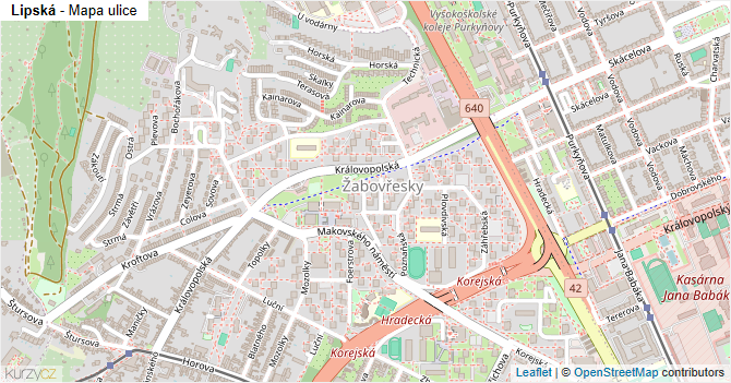 Lipská - mapa ulice