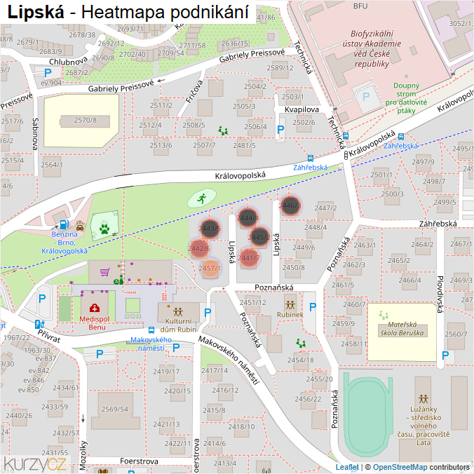 Mapa Lipská - Firmy v ulici.