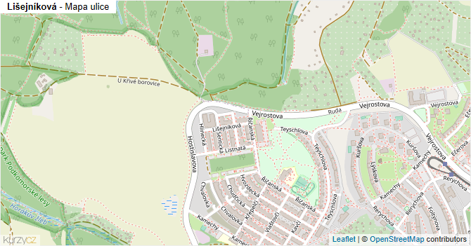 Lišejníková - mapa ulice