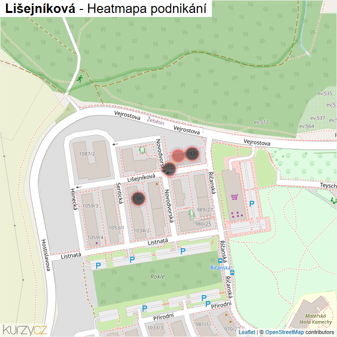Mapa Lišejníková - Firmy v ulici.