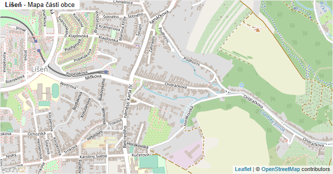 Líšeň - mapa části obce