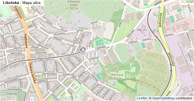 Líšeňská - mapa ulice