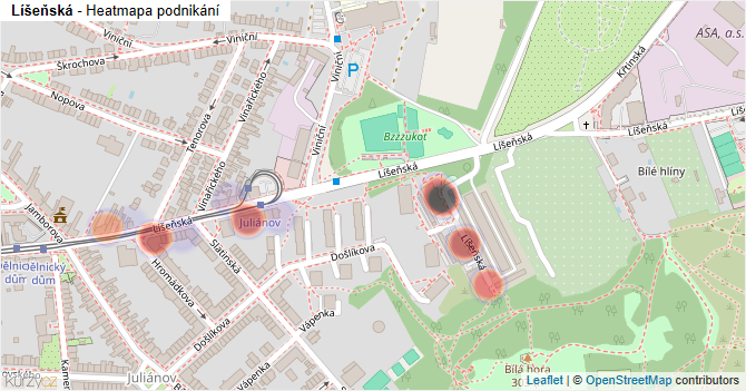 Líšeňská - mapa podnikání