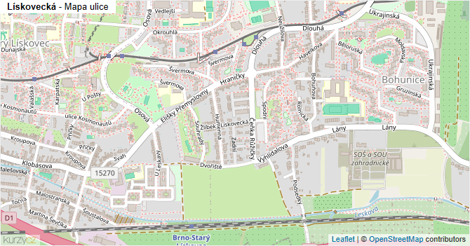 Lískovecká - mapa ulice