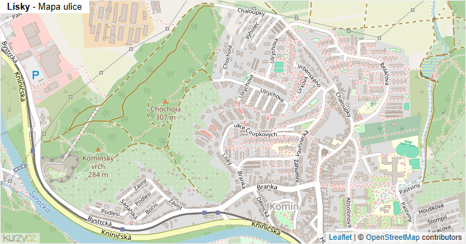 Lísky - mapa ulice