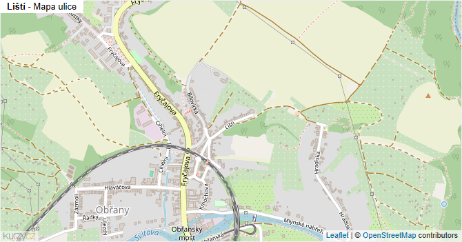 Liští - mapa ulice