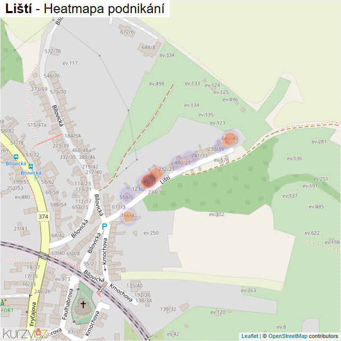 Mapa Liští - Firmy v ulici.