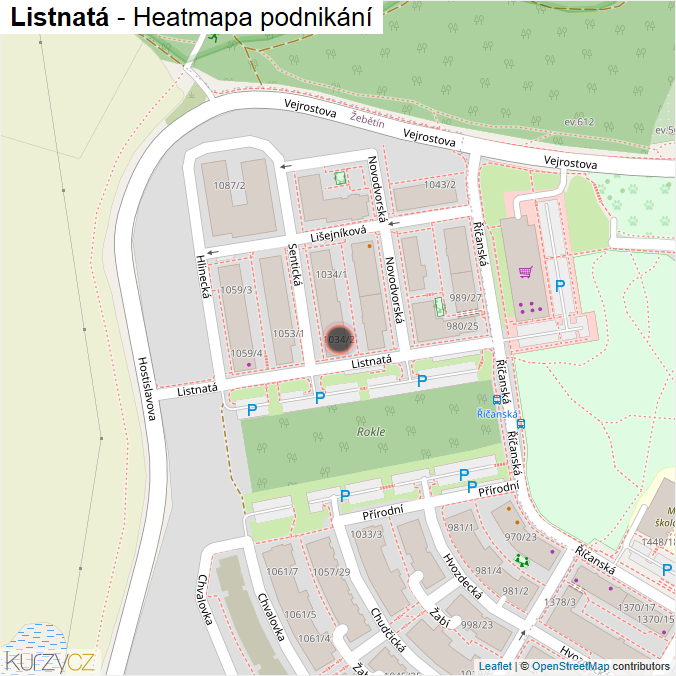 Mapa Listnatá - Firmy v ulici.