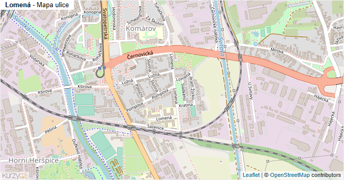 Lomená - mapa ulice