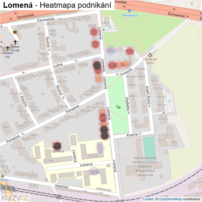 Mapa Lomená - Firmy v ulici.