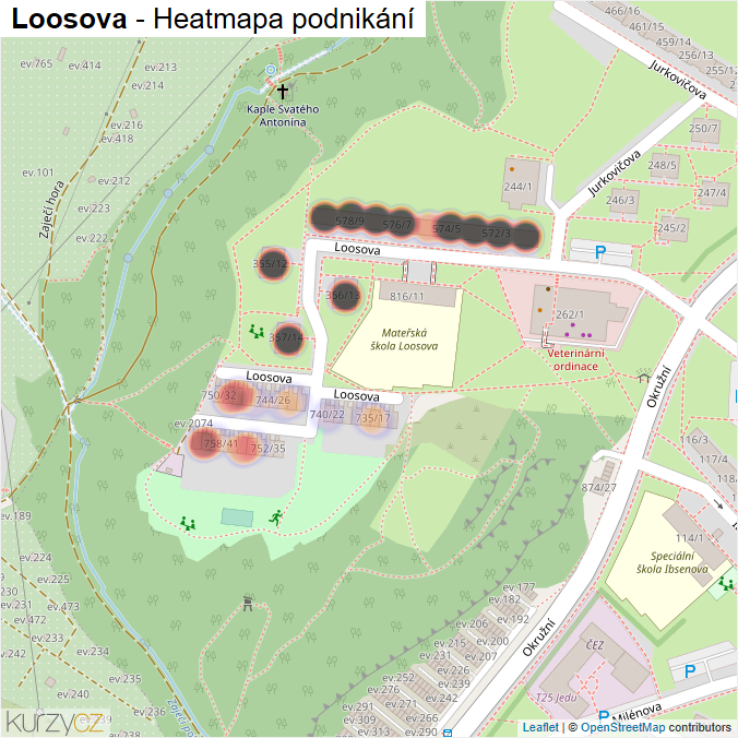 Mapa Loosova - Firmy v ulici.
