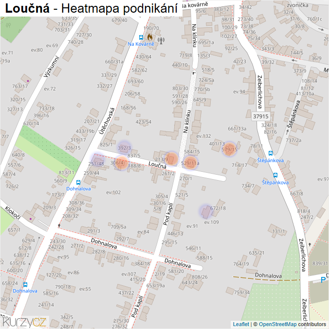 Mapa Loučná - Firmy v ulici.