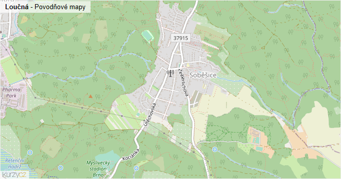 Loučná - záplavové mapy stoleté vody