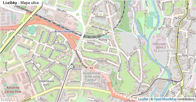 Lozíbky - mapa ulice