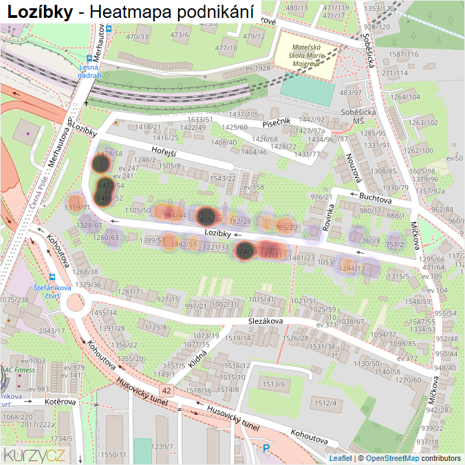 Mapa Lozíbky - Firmy v ulici.