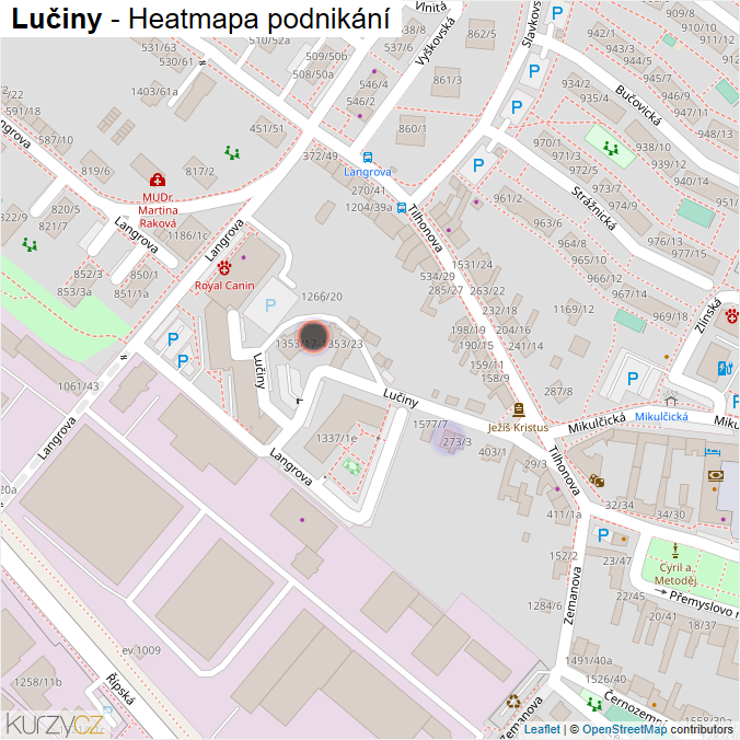 Mapa Lučiny - Firmy v ulici.