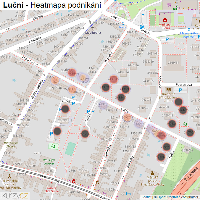 Mapa Luční - Firmy v ulici.