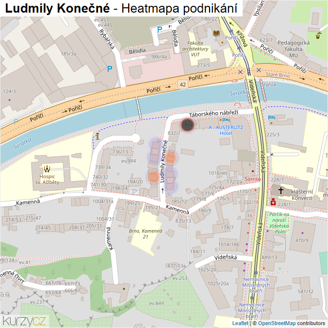 Mapa Ludmily Konečné - Firmy v ulici.