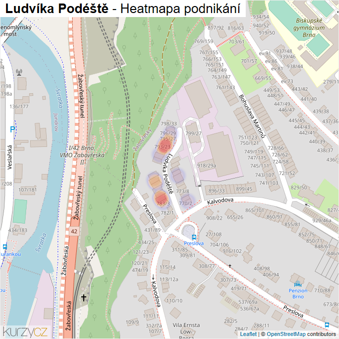 Mapa Ludvíka Podéště - Firmy v ulici.