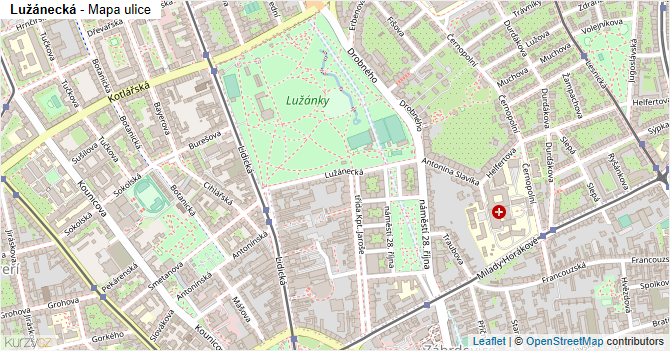 Lužánecká - mapa ulice