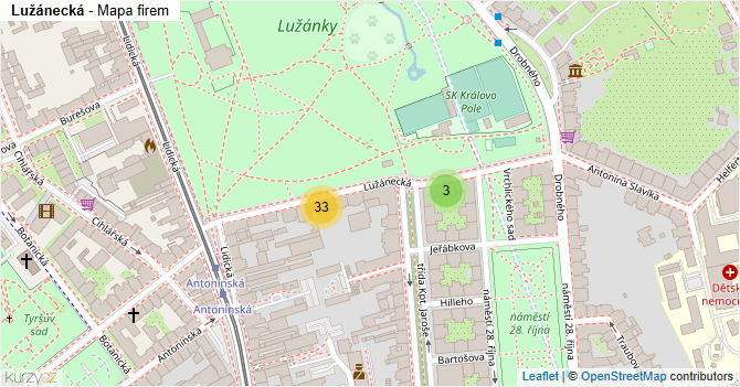 Lužánecká - mapa firem