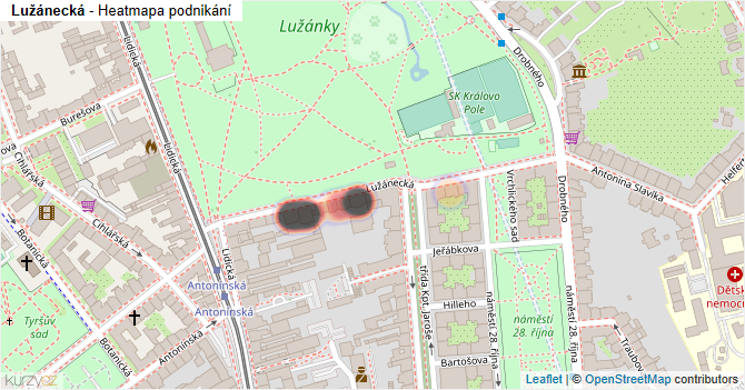 Lužánecká - mapa podnikání