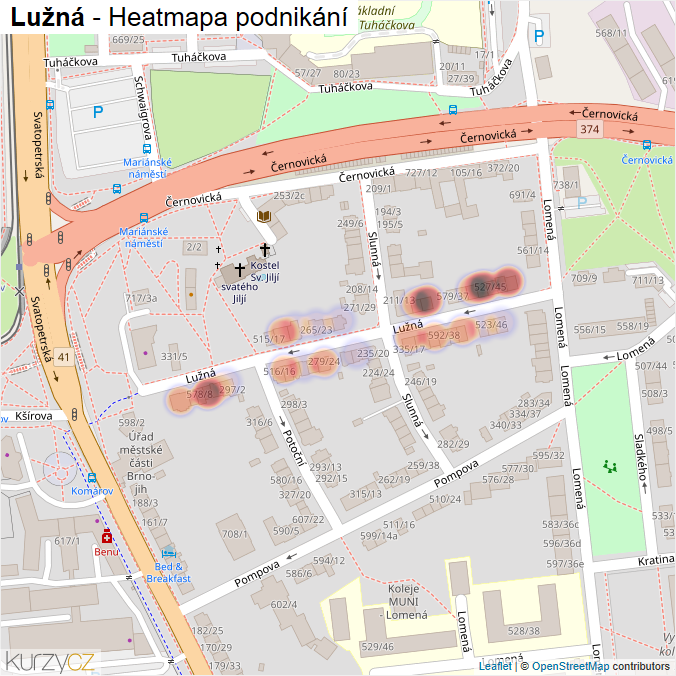 Mapa Lužná - Firmy v ulici.