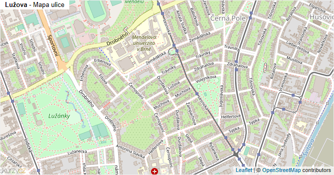 Lužova - mapa ulice