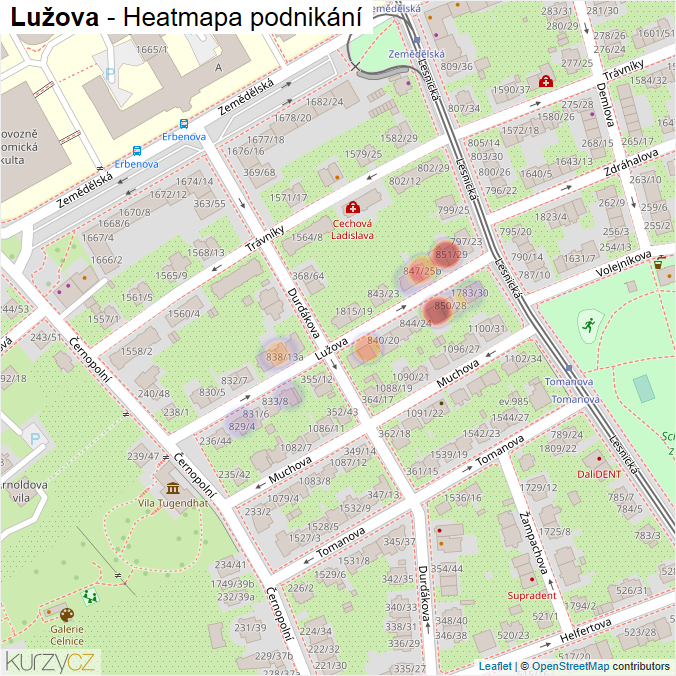 Mapa Lužova - Firmy v ulici.