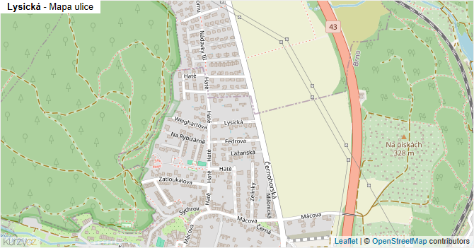 Lysická - mapa ulice