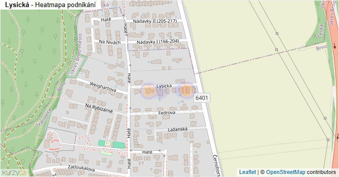 Lysická - mapa podnikání