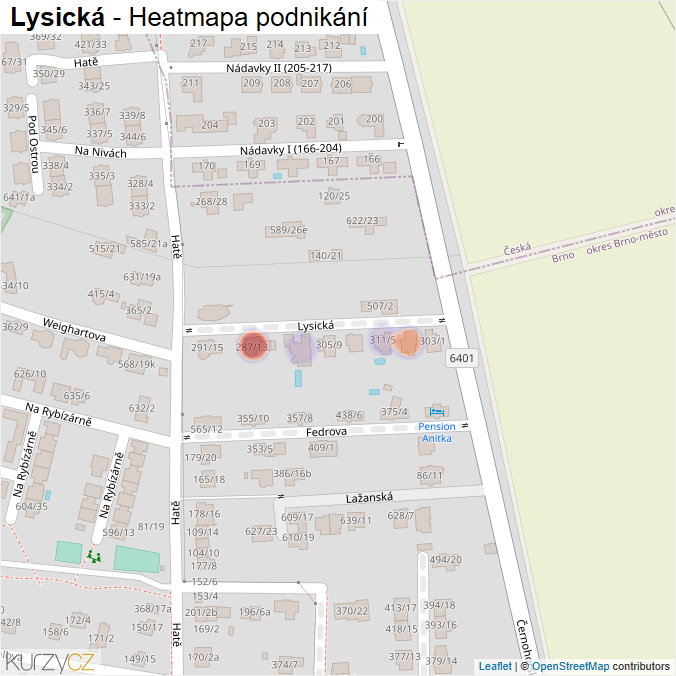 Mapa Lysická - Firmy v ulici.