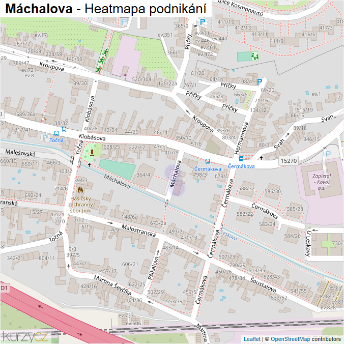 Mapa Máchalova - Firmy v ulici.