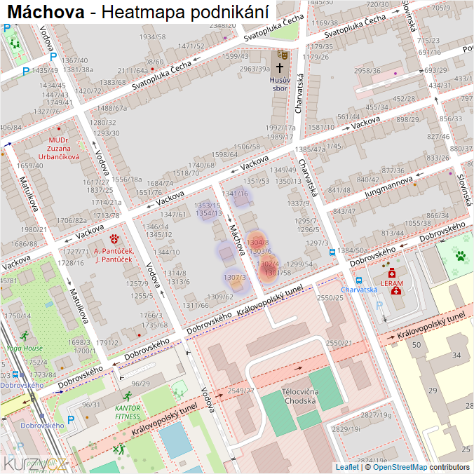 Mapa Máchova - Firmy v ulici.