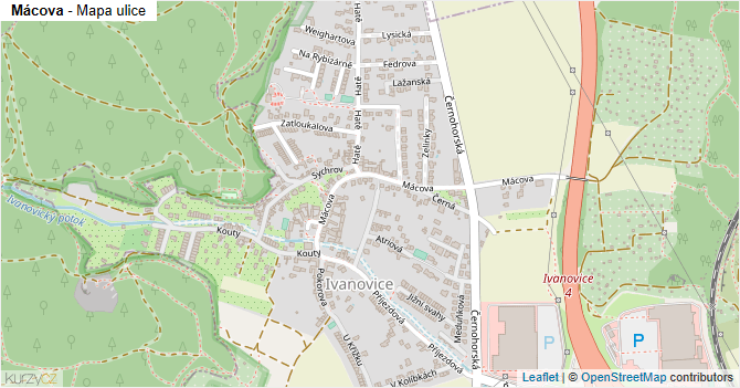 Mácova - mapa ulice