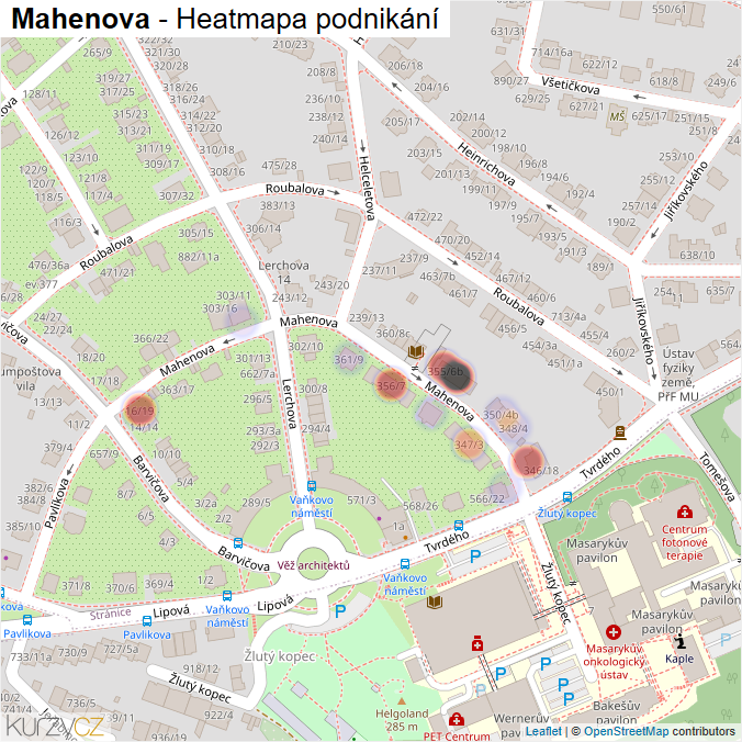 Mapa Mahenova - Firmy v ulici.