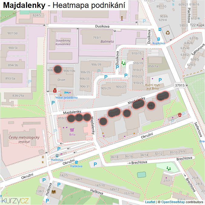 Mapa Majdalenky - Firmy v ulici.