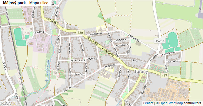 Májový park - mapa ulice
