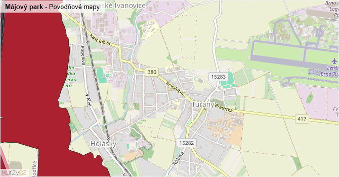 Májový park - záplavové mapy stoleté vody