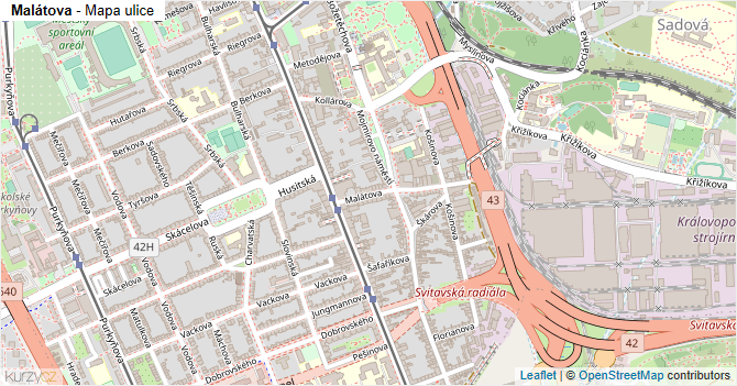 Malátova - mapa ulice
