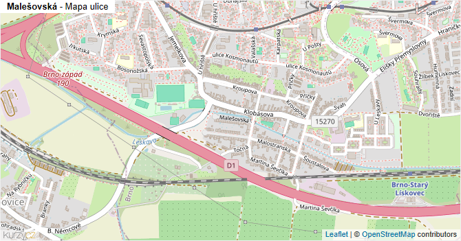 Malešovská - mapa ulice