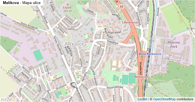 Malíkova - mapa ulice