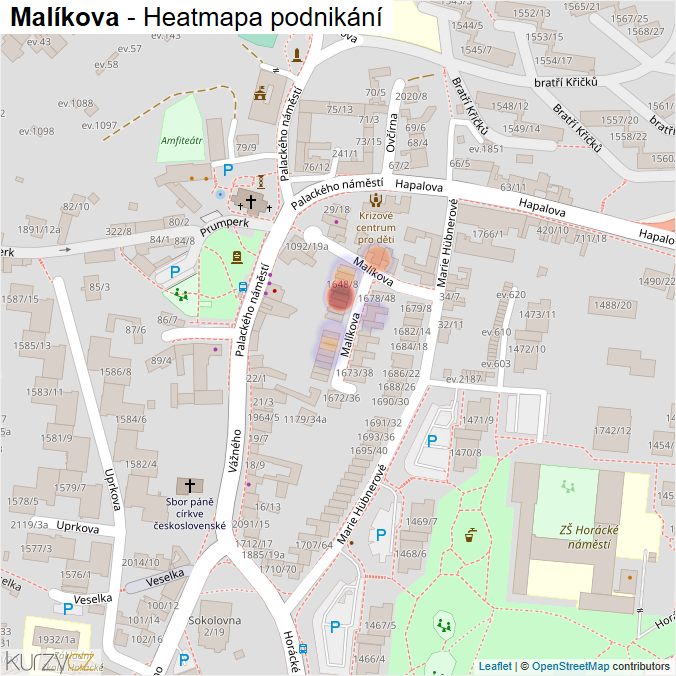 Mapa Malíkova - Firmy v ulici.