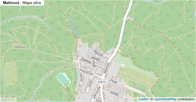 Malinová - mapa ulice
