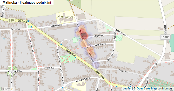 Malínská - mapa podnikání