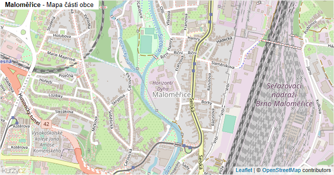 Maloměřice - mapa části obce